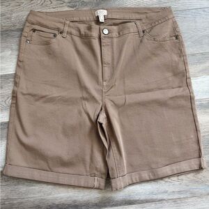 LOGO by Lori Goldstein Tan Flat Front Shorts